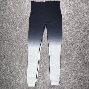 Womens Ombre Seamless High Waist Leggings Black White Gray Gradient Activewear
